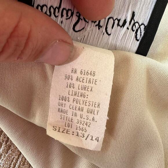 Vintage NWT Womens Dress Large Cream Gold Lace Ethereal Soft Delicate Elegant - Picture 7 of 7